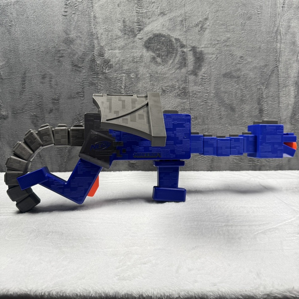 Nerf Minecraft Ender Dragon Dart Blaster Blue Gray 2021 N-Strike Elite Toy